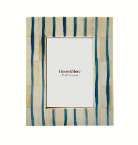 Linens & More Coastal Blue Striped Frame 4x6"