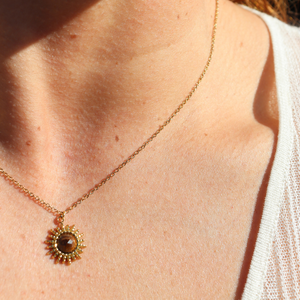 Fabuleux Vous Steel Me Soleil Tigers Eye Necklace