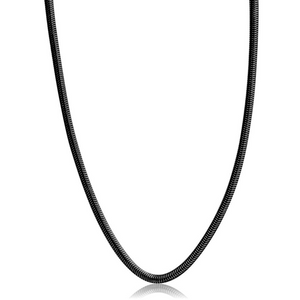 Fabuleux Vous Steel Me Snake Chain Black Necklace 50cm