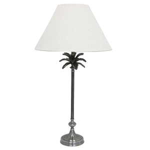 CC Interiors Caribbean Tall Silver Finsh Palm Lamp Base with Black 46cm Lampshade