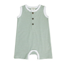 Load image into Gallery viewer, Little Bee By Dimples Sage Stripe Cotton Tank Romper
