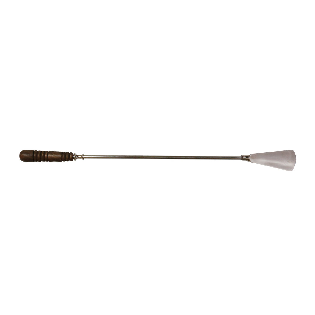 CC Interiors Long Shoe Horn Nickel Finish with Wooden Handle