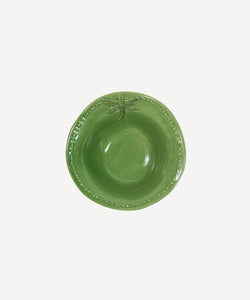 French Country Collections Dragonfly Stoneware Green Salt Bowl