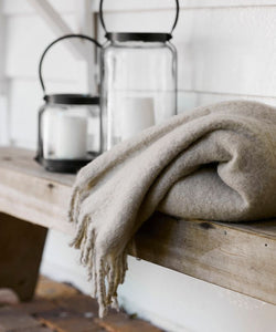 French Country Collections Solid Fringed Biscuit Throw