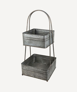 French Country Collections 2 Tier Square Metal Basket