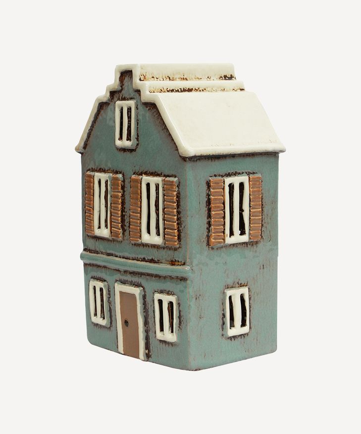 French Country Collections Alsace Tea Light House with Shutters Blue