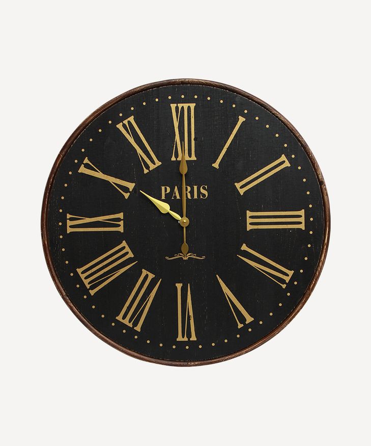 French Country Collections Noir Wood Paris Clock