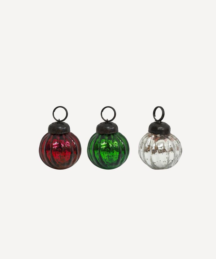 French Country Collections Petite Balls- Red, Green, Silver 12 pack