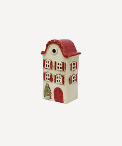 French Country Collections Alsace Tea Light Villa Christmas Stone with Red Shutters