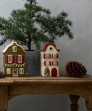 Load image into Gallery viewer, French Country Collections Alsace Tea Light Villa Christmas Stone with Red Shutters
