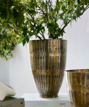 Load image into Gallery viewer, French Country Collections Hammered Stripe Brass Pot Large
