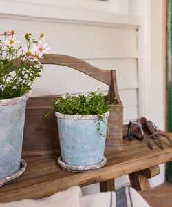 French Country Collections Sea Blue Plant Pot & Saucer Small