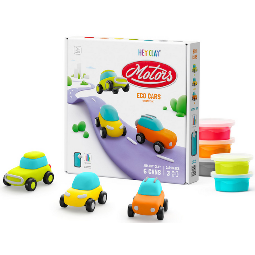 Hey Clay- Eco Cars Set, 6 cans