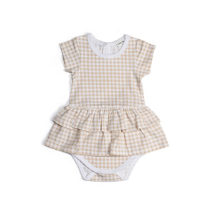 Little Bee by Dimples Cotton Skirt Bodysuit- Gingham