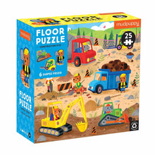 Load image into Gallery viewer, Mudpuppy Construction Site 25 Piece Floor Puzzle With Shaped Pieces

