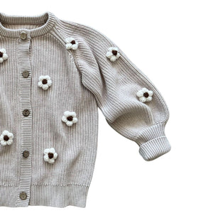 Arthur Ave Beige Flower Cardigan