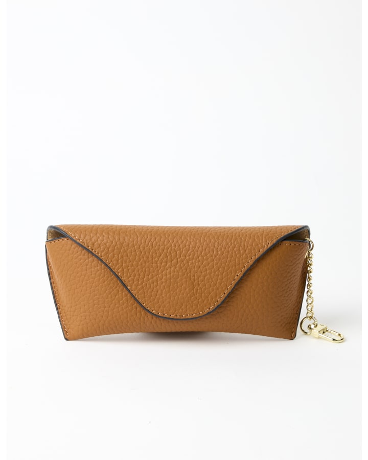 Stella & Gemma Keychain Leather Sunglasses Case- Tan