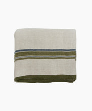 Load image into Gallery viewer, French Country Collections Green Selvedge Stripe Linen Tablecloth
