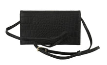 Load image into Gallery viewer, Lund &amp; Co Sommarlov Crossbody Leather Clutch- Black Croc

