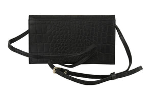 Lund & Co Sommarlov Crossbody Leather Clutch- Black Croc