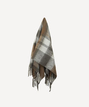Load image into Gallery viewer, French Country Collections Grey Brown Plaid Tassel Throw
