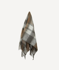 French Country Collections Grey Brown Plaid Tassel Throw