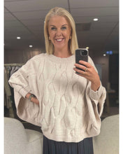 Load image into Gallery viewer, Stella &amp; Gemma Cable Poncho- Rice
