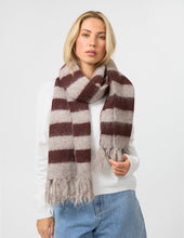 Load image into Gallery viewer, Stella &amp; Gemma Chocolate Stripe Scarf
