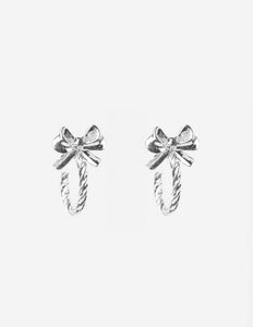 Stella & Gemma Bow Half Hoop Earrings-Silver