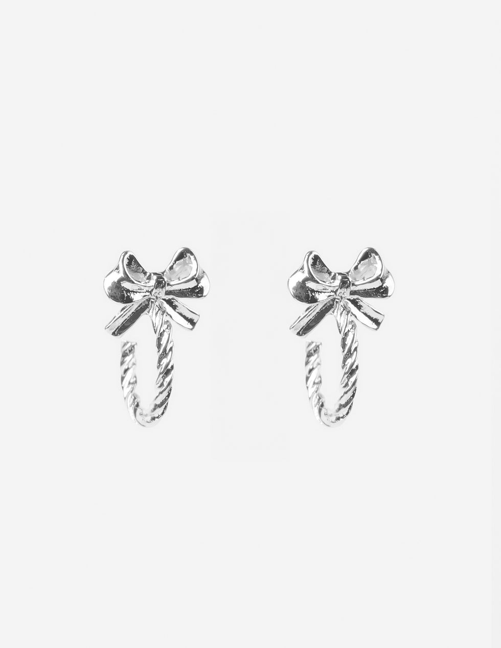 Stella & Gemma Bow Half Hoop Earrings-Silver