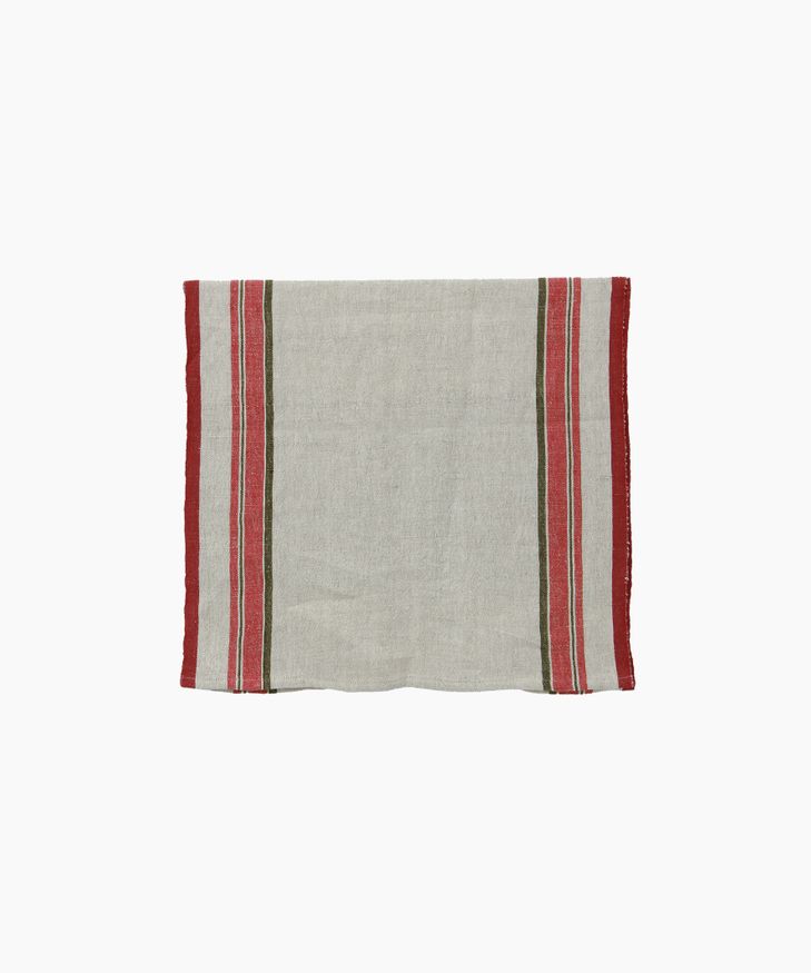 French Country Collections Red Selvedge Stripe Linen Table Runner