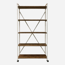 Load image into Gallery viewer, CC Interiors Riveria Single Industrial Old Pine &amp; White Steel Bookcase
