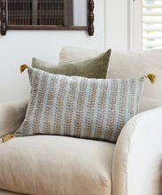 Load image into Gallery viewer, French Country Collections Leaf Handblock Velvet Cushion with Feather Inner
