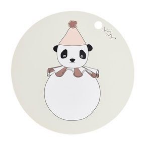 OYOY Placemat Panda Pompom- Off White