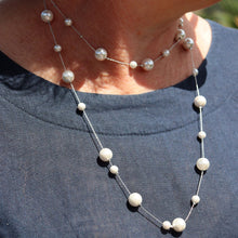 Load image into Gallery viewer, Fabuleux Vous Perle Silver Pearl Stainless Steel Necklace 100cm
