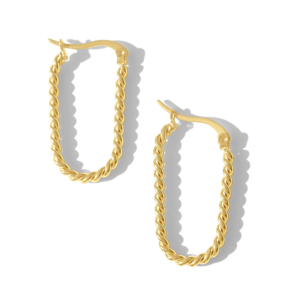Fabuleux Vous Steel Me Yellow Gold Twisted Sister Hoop Earrings