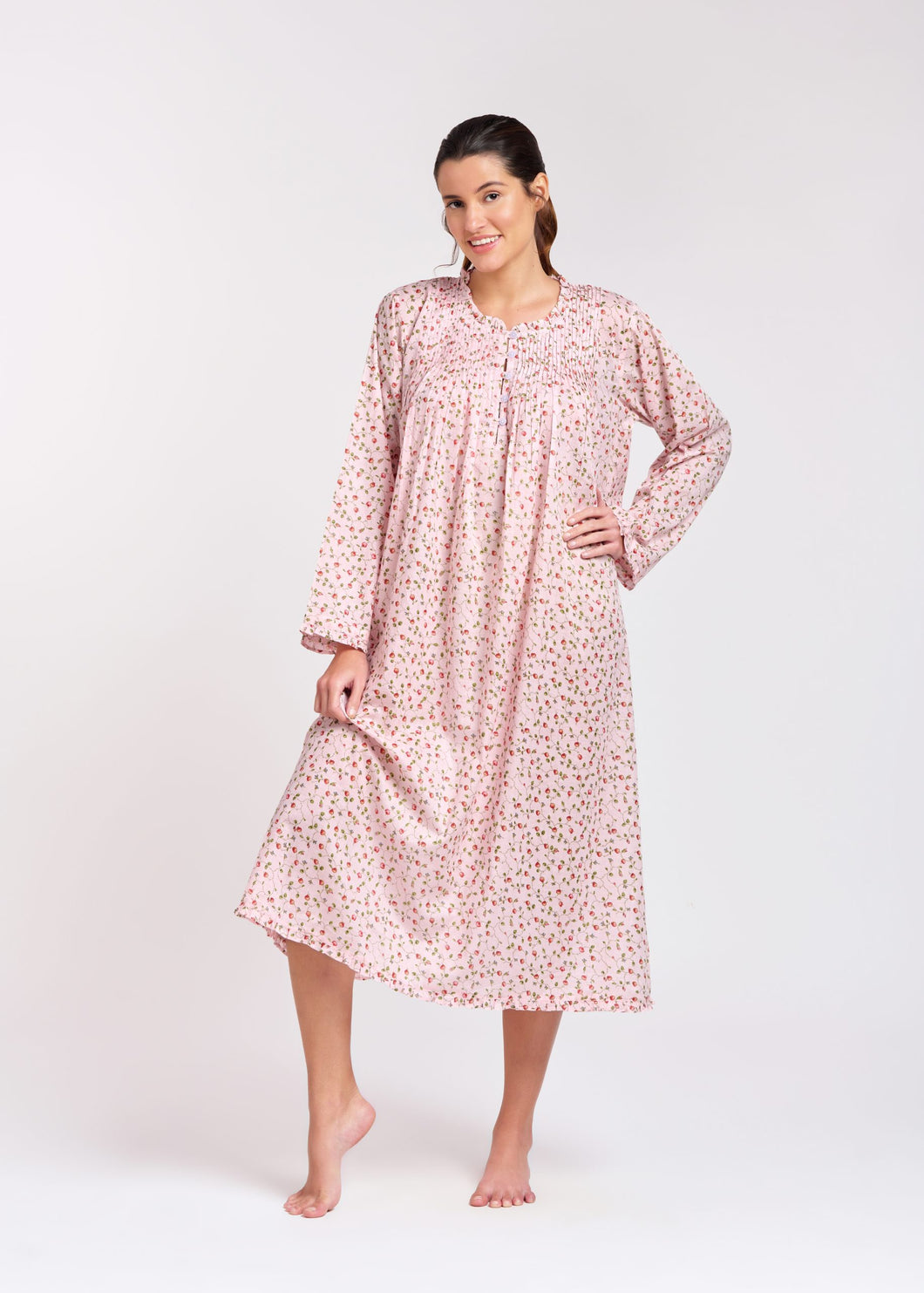 Arabella Light Pink Floral Long Sleeve Nightie