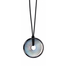 Load image into Gallery viewer, Fabuleux Vous Silver Perle Mother of Pearl Black Cord Necklace
