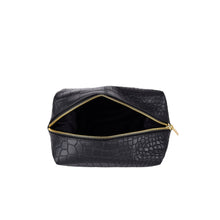 Load image into Gallery viewer, Lund &amp; Co Resa Wash Bag- Black Croc Leather
