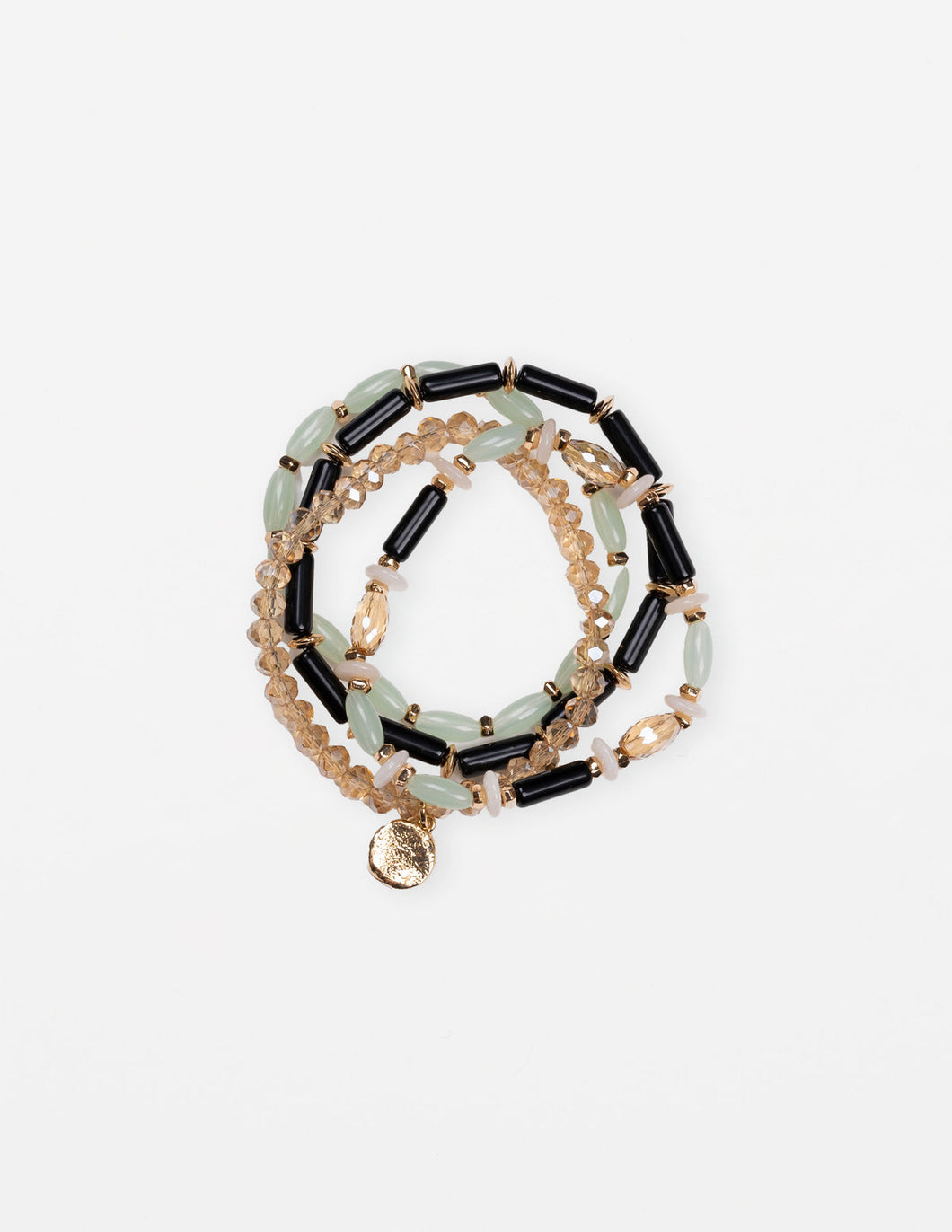 Stella & Gemma Bracelet set of 4 Multi Beads- Green Pastel