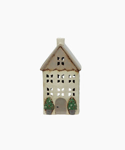 French Country Collections Christmas Tea Light House Stone with Pots Medium