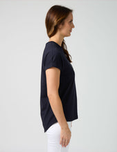Load image into Gallery viewer, Stella &amp; Gemma Soho Cuff Tee- Deep Navy Leopard Cross
