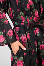Load image into Gallery viewer, Arabella Black with Pink Flowers Dressing Gown

