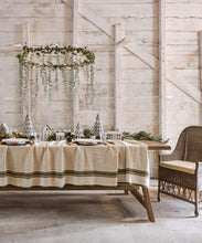 Load image into Gallery viewer, French Country Collections Green Selvedge Stripe Linen Tablecloth
