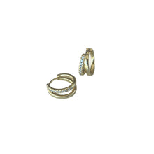 Load image into Gallery viewer, Lindi Kingi Double Embellished Huggies Gold
