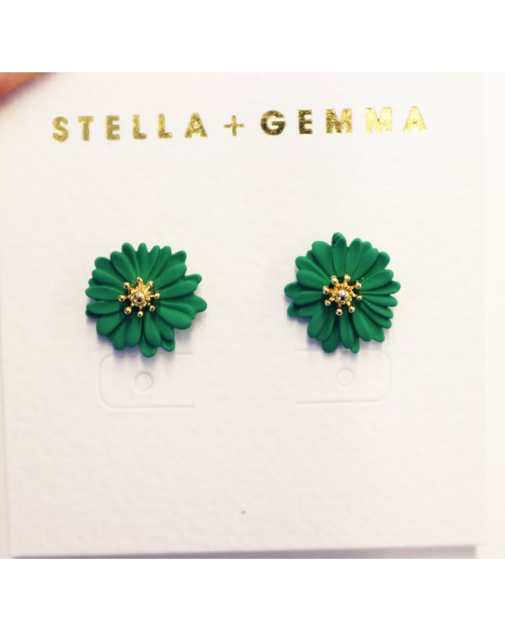 Stella & Gemma Daisy Earrings- Green