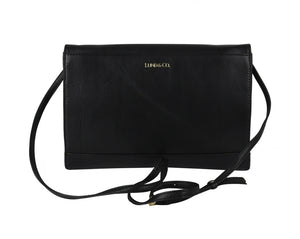 Lund & Co Afton Leather Envelope Clutch- Black
