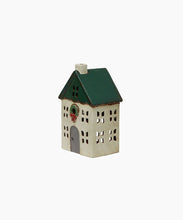 Load image into Gallery viewer, French Country Collections Christmas Tea Light House Green with Wreath Small

