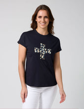 Load image into Gallery viewer, Stella &amp; Gemma Soho Cuff Tee- Deep Navy Leopard Cross

