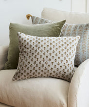 Load image into Gallery viewer, French Country Collections Flower Handblock Velvet Cushion with Feather Inner
